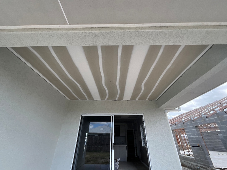 External plasterboard ceiling installation
