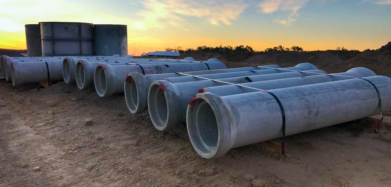 Concrete pipes in a row