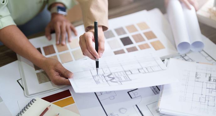 hands house renovation plans colour swatches