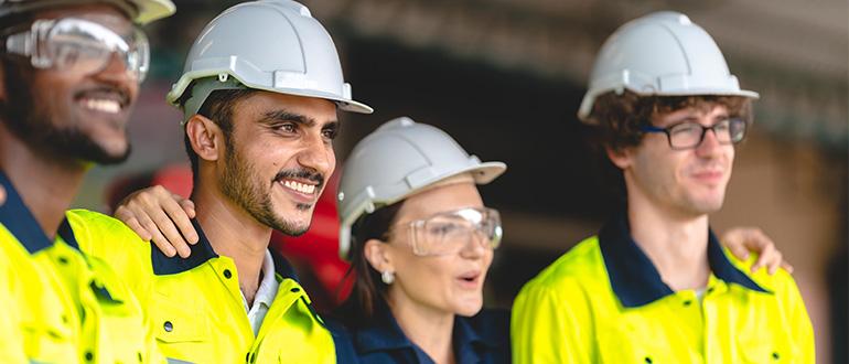 tradespeople men women team